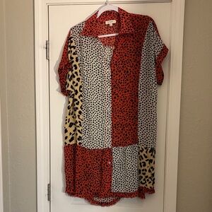 Leopard Print Colorblock Shirt